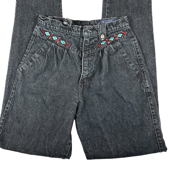 Panhandle Slim Denim - Panhandle Slim Black High‎ Rise Jean Embroidery 90s western cowgirl punchy mom